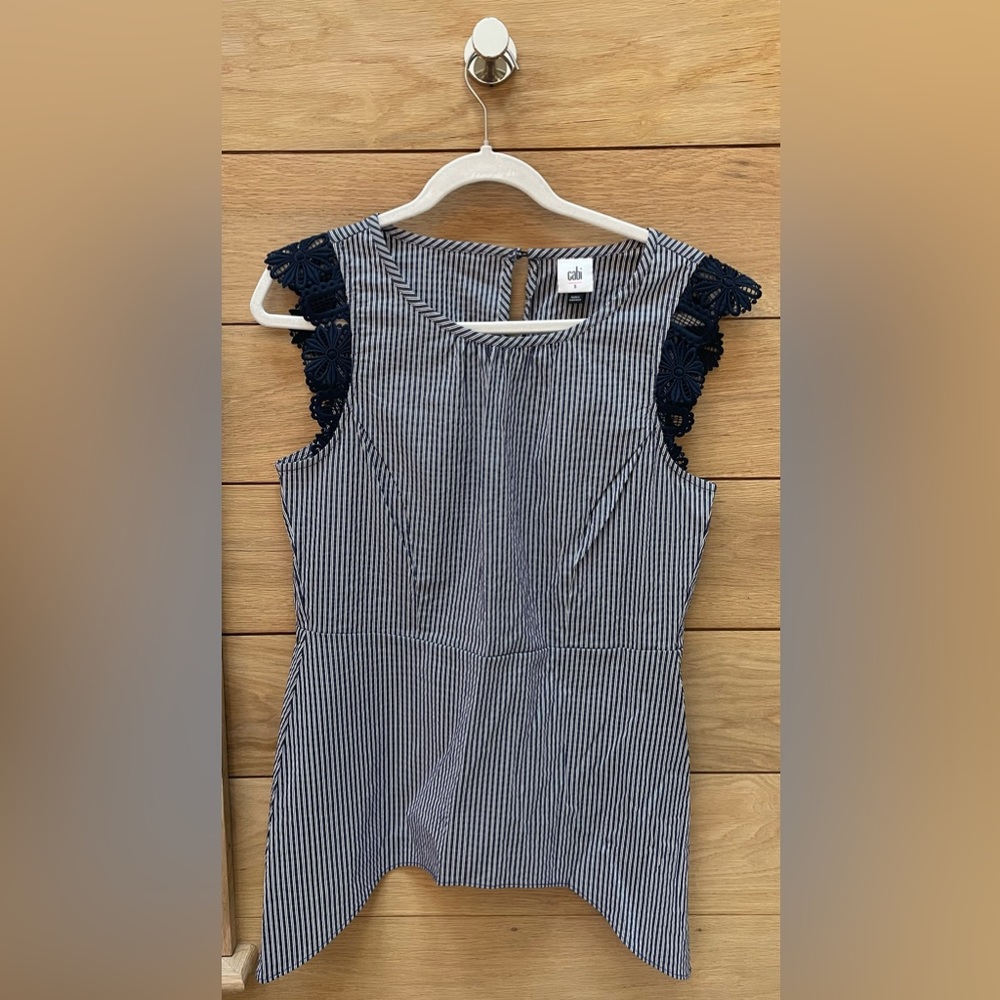 CAbi Lace Flutter Top.  Size Small